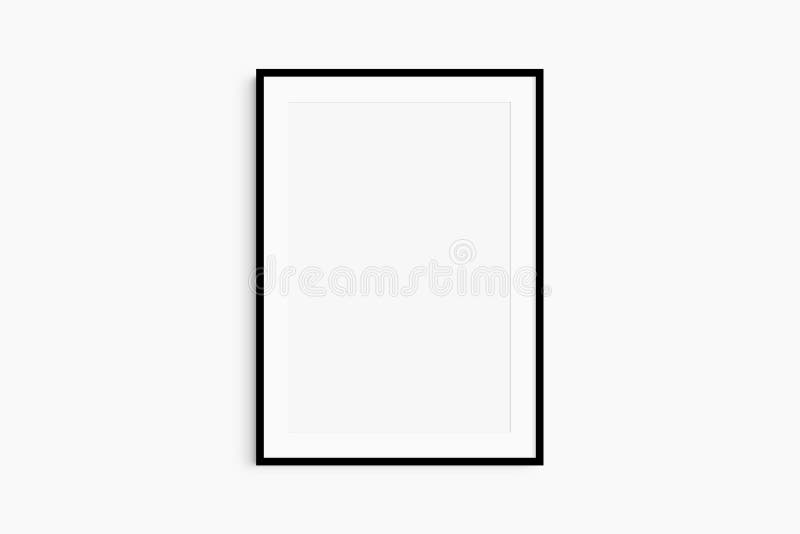 Simulación de marco 5x7 50 x 70 a4 a3 a2 a1. burla de un solo marco negro. luminoso y moderno. retrato. vertical. libre illustration