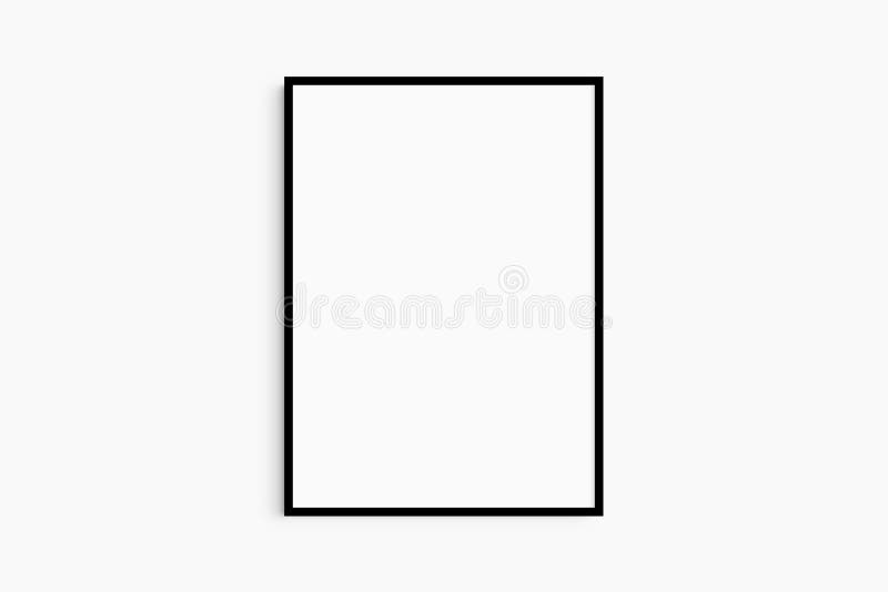 Simulación de marco 5x7 50 x 70 a4 a3 a2 a1. burla de un solo marco negro. luminoso y moderno. retrato. vertical stock de ilustración
