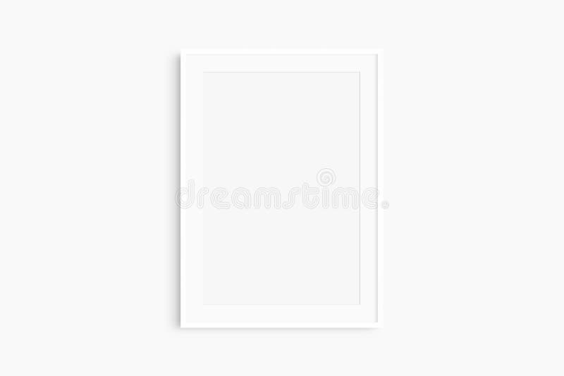 Simulación de marco 5x7 50 x 70 a4 a3 a2 a1. mofa de marco blanco único. luminoso y moderno. retrato. vertical. ilustración del vector