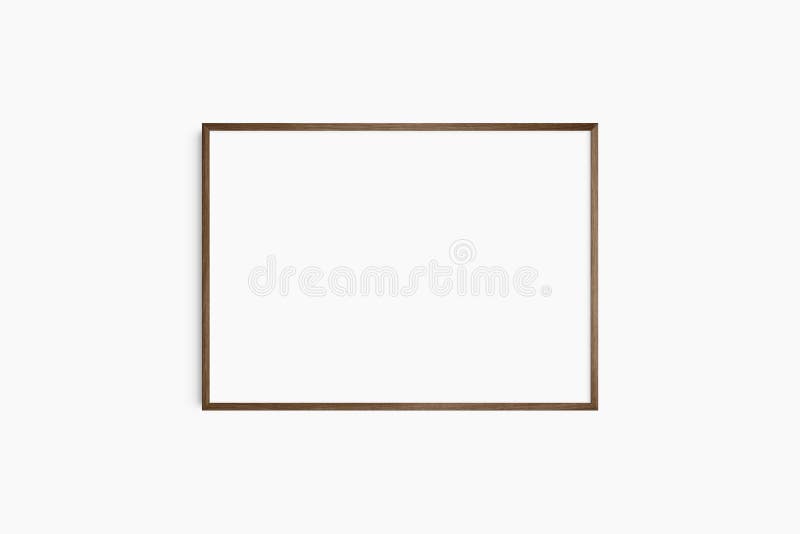 Simulación horizontal de marco 7 5 70 x 50 a4 a3 a2 a1 paisaje. parqué del marco de madera de nogal marrón oscuro único. moderno stock de ilustración