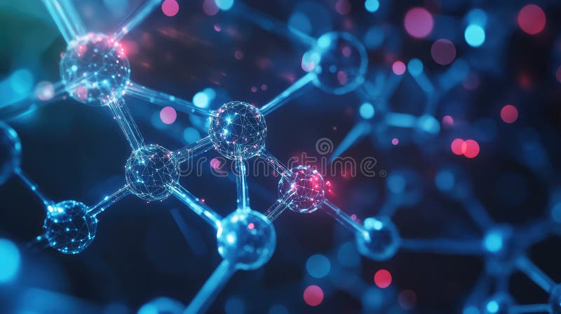 Simulation glitching molecule royalty free illustration