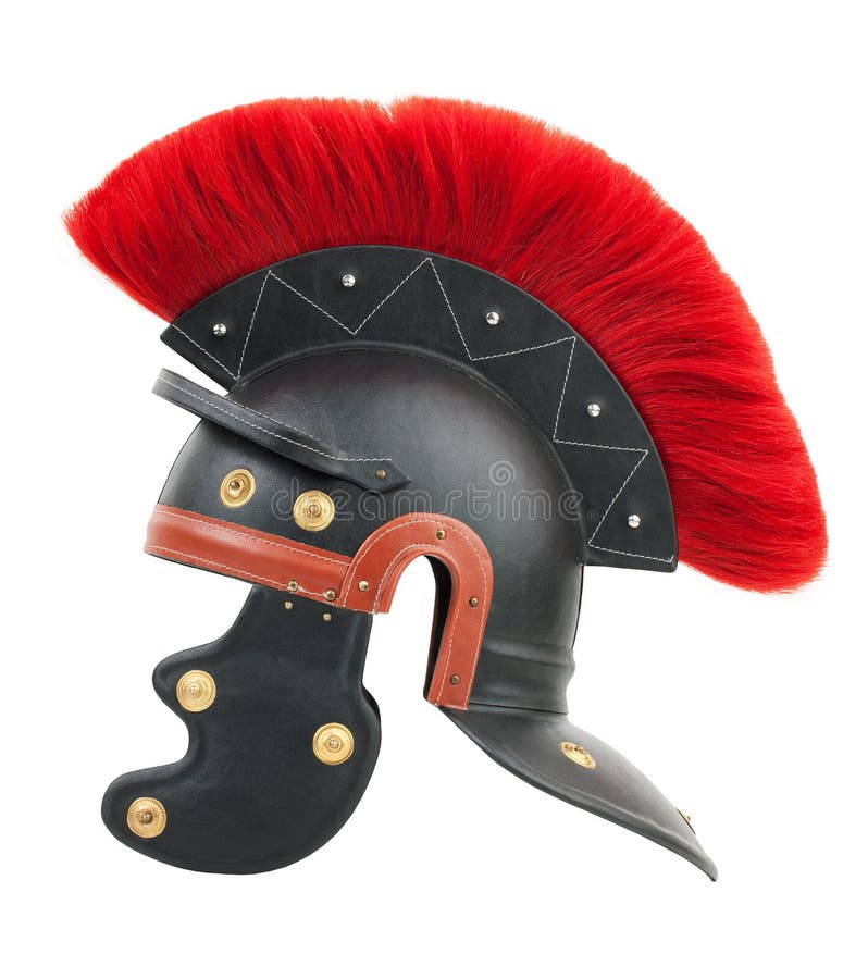 Simulation of a Roman centurion helmet stock photo
