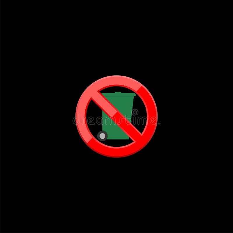 Sin botes de basura No arroje basura aislada en un fondo negro libre illustration
