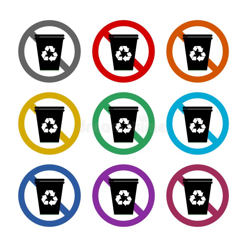 Sin botes de basura No tirar el signo de la basura aislado en fondo blanco libre illustration