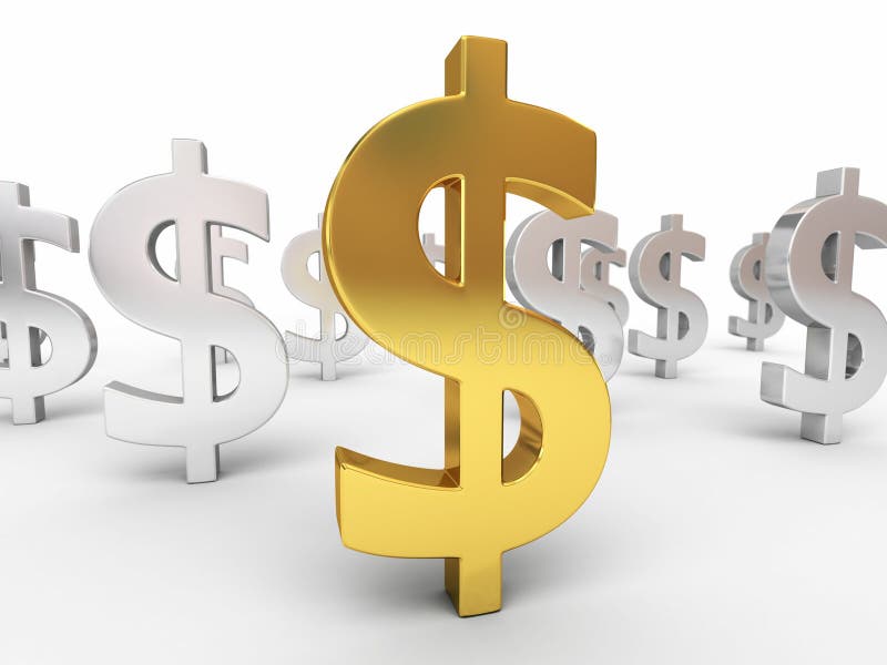 Sinais do ouro e de dólar de prata ilustração royalty free Sinais do ouro e de dólar de prata ilustração royalty free