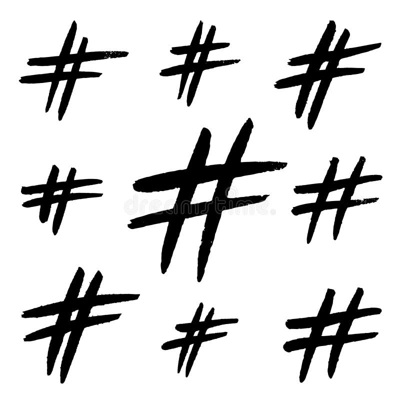 Sinais tirados mão do hashtag isolados no fundo branco Sinal na moda para o logotipo, blogue de uma comunicação do grunge, rede s ilustração royalty free Sinais tirados mão do hashtag isolados no fundo branco Sinal na moda para o logotipo, blogue de uma comunicação do grunge, rede s ilustração royalty free