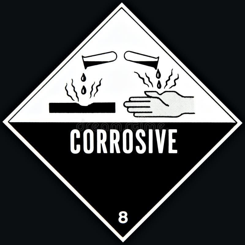 Placard or sign warning of a corrisive chemical. Placard or sign warning of a corrisive chemical