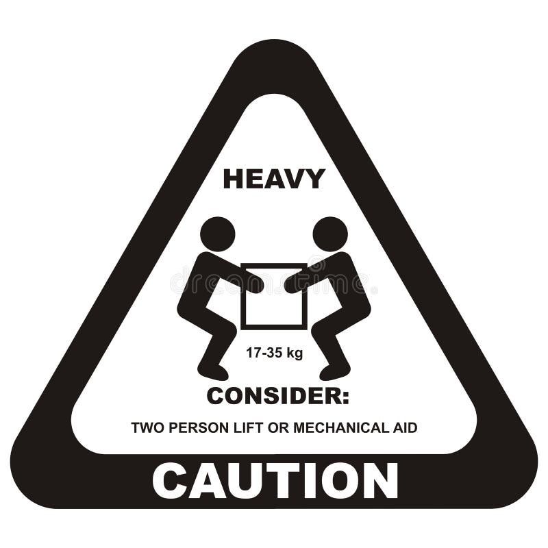 Warning sign, heavy load, vector icon. Two people carry a load. Handling of heavy loads. Warning sign, heavy load, vector icon. Two people carry a load. Handling of heavy loads.