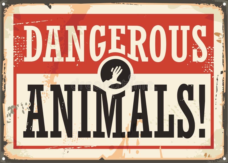 Sinal de aviso retro dos animais perigosos