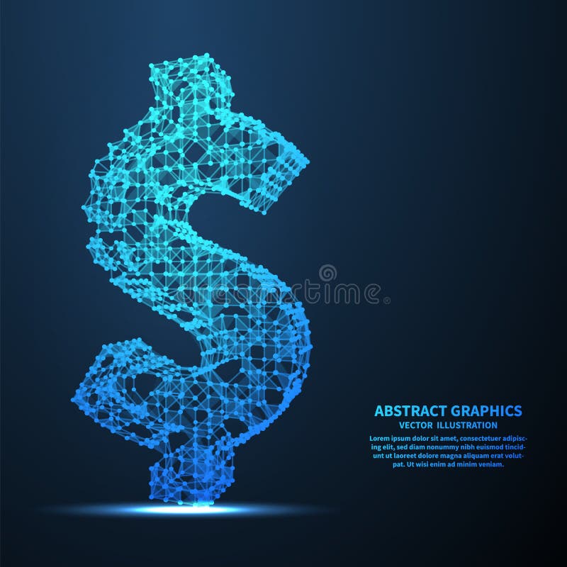 Sinal de dólar abstrato, ilustração do vetor Conexões de rede com os pontos e as linhas Fundo abstrato da tecnologia ilustração do vetor Sinal de dólar abstrato, ilustração do vetor Conexões de rede com os pontos e as linhas Fundo abstrato da tecnologia ilustração do vetor
