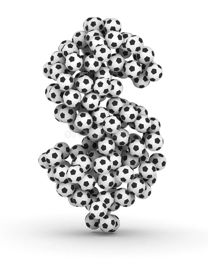 Sinal de dólar das esferas do futebol do futebol ilustração do vetor Sinal de dólar das esferas do futebol do futebol ilustração do vetor