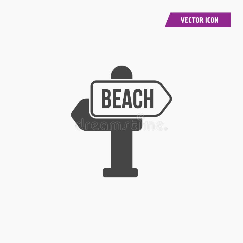 Sinal de estrada da praia, ícone do vetor de sentido ilustração do vetor Sinal de estrada da praia, ícone do vetor de sentido ilustração do vetor