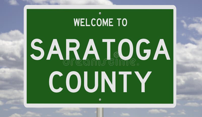 Rendering of a green 3d highway sign for Saratoga County. Rendering of a green 3d highway sign for Saratoga County