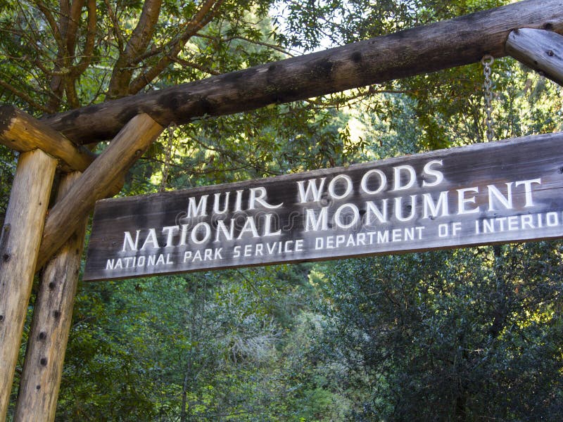Placa de Percurso Pedonal da Floresta de Muir Woods imagens de stock royalty free