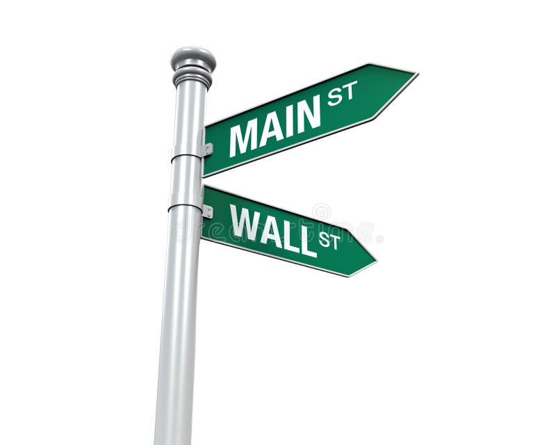 Sinal de sentido de Main Street e de Wall Street