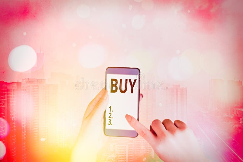 Text sign showing Buy. Business photo text to get something by paying money for it Acquire possession or ownership. Text sign showing Buy. Business photo text to get something by paying money for it Acquire possession or ownership