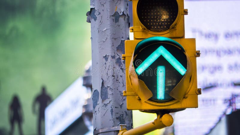 Green traffic light, go arrow in New York City, USA. Green traffic light, go arrow in New York City, USA