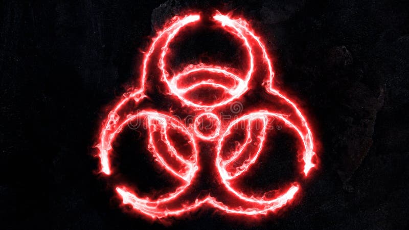 Biohazard sign, Electric discharges on the Biological hazard sign. Plasma on the badge. The sign has basis 9. Biohazard sign, Electric discharges on the Biological hazard sign. Plasma on the badge. The sign has basis 9.