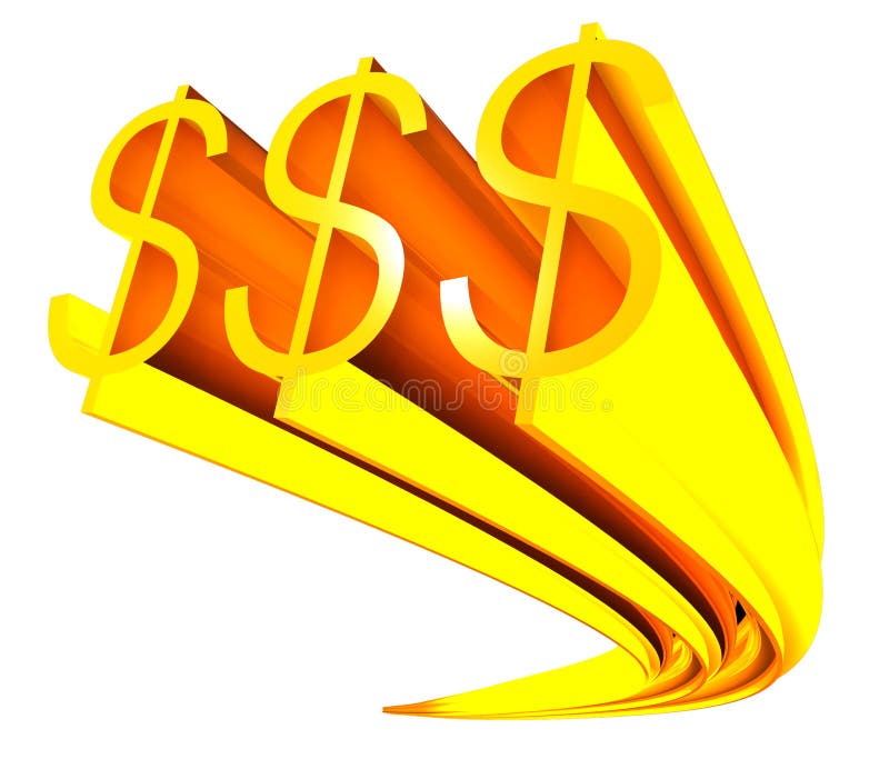 Sinal dourado do dólar ilustração royalty free Sinal dourado do dólar ilustração royalty free
