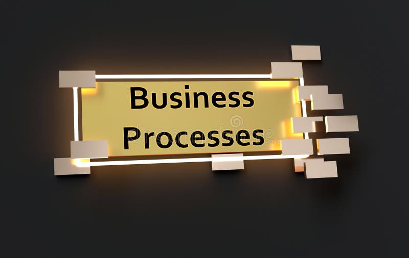Sinal dourado moderno dos processos de negócios ilustração do vetor Sinal dourado moderno dos processos de negócios ilustração do vetor