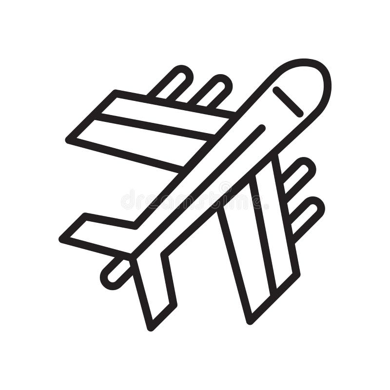 Sinal e símbolo do vetor do ícone do avião isolados no fundo branco, conceito do logotipo do avião ilustração do vetor Sinal e símbolo do vetor do ícone do avião isolados no fundo branco, conceito do logotipo do avião ilustração do vetor
