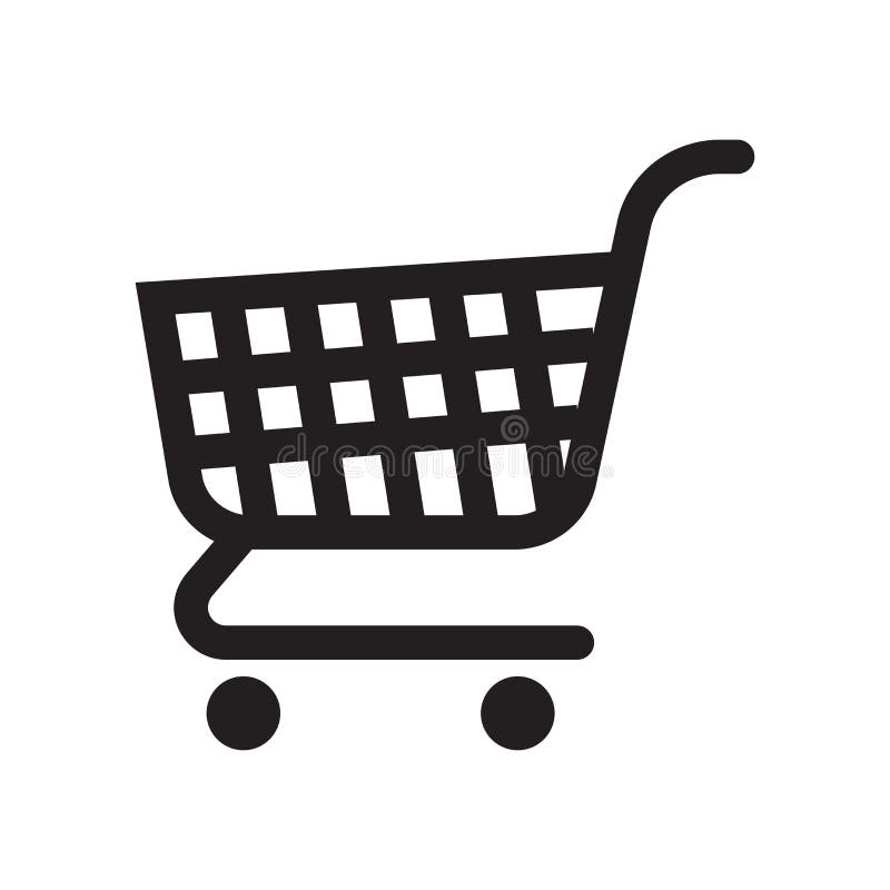 Sinal e símbolo do vetor do ícone do carrinho de compras isolados na parte traseira do branco ilustração royalty free Sinal e símbolo do vetor do ícone do carrinho de compras isolados na parte traseira do branco ilustração royalty free
