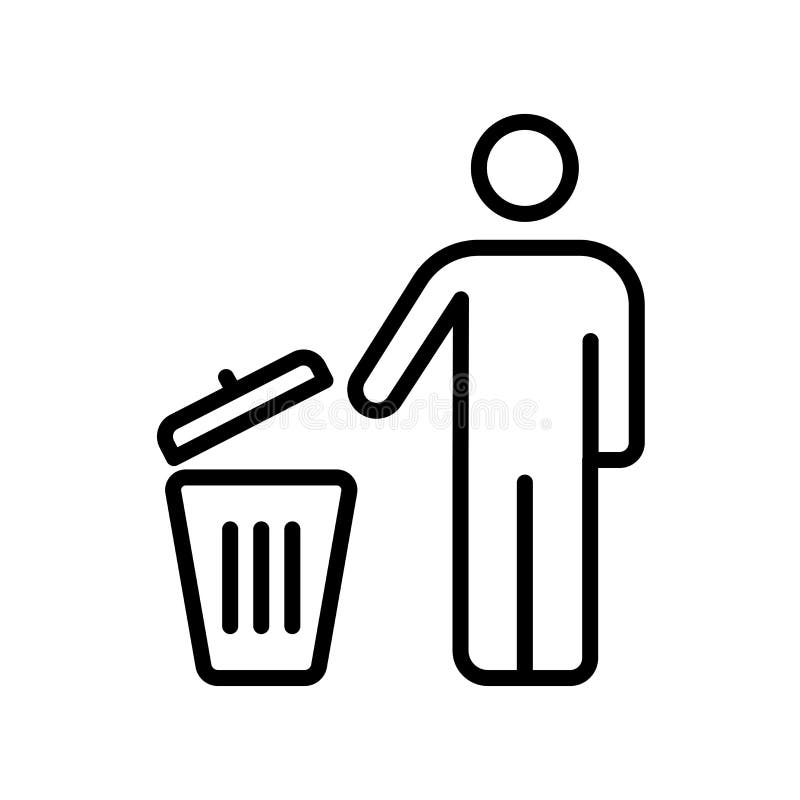 Sinal e símbolo do vetor do ícone do lixo isolados no fundo branco ilustração royalty free