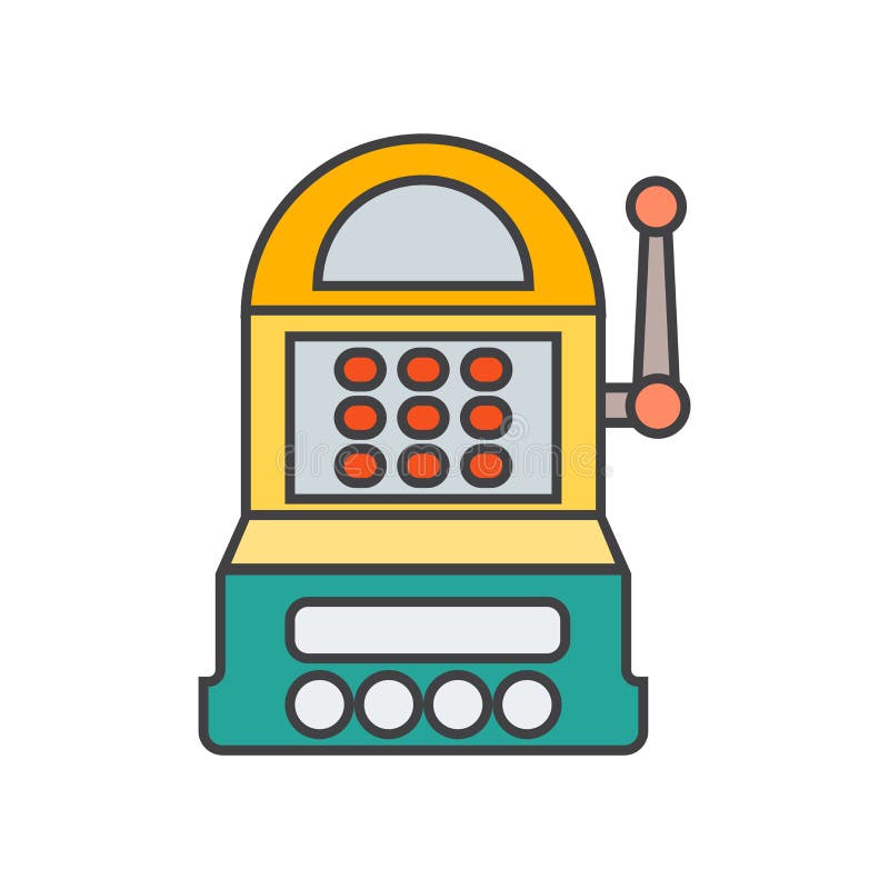 Sinal e símbolo do vetor do ícone do slot machine isolados no fundo branco, conceito do logotipo do slot machine ilustração stock Sinal e símbolo do vetor do ícone do slot machine isolados no fundo branco, conceito do logotipo do slot machine ilustração stock