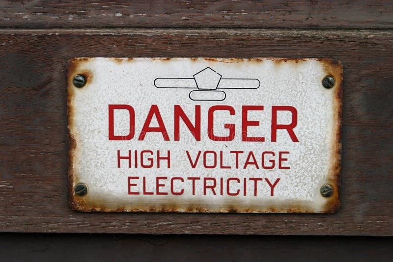 Sinal, eletricidade da alta tensão do perigo