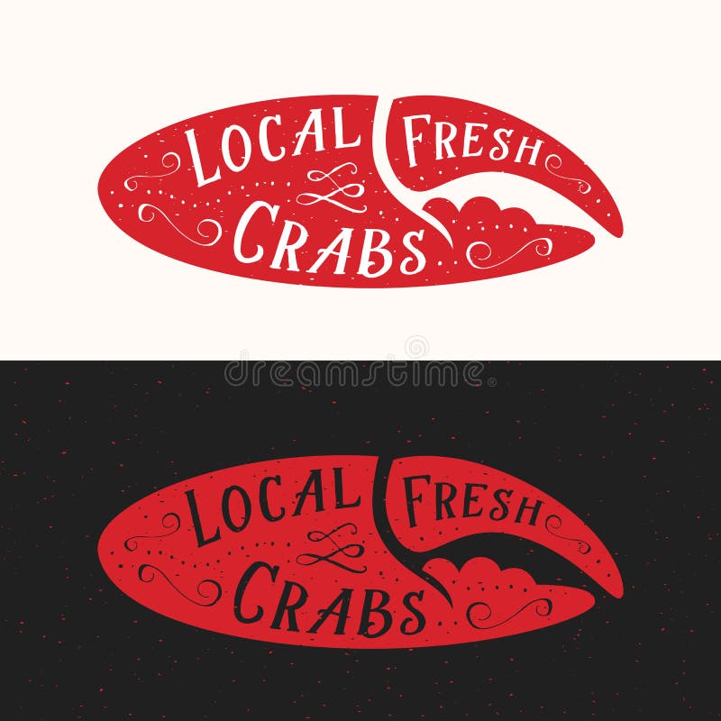 Sinal fresco local dos caranguejos Emblema, ícone ou Logo Template abstrato do vetor do marisco Silhueta vermelha da garra do car ilustração do vetor Sinal fresco local dos caranguejos Emblema, ícone ou Logo Template abstrato do vetor do marisco Silhueta vermelha da garra do car ilustração do vetor