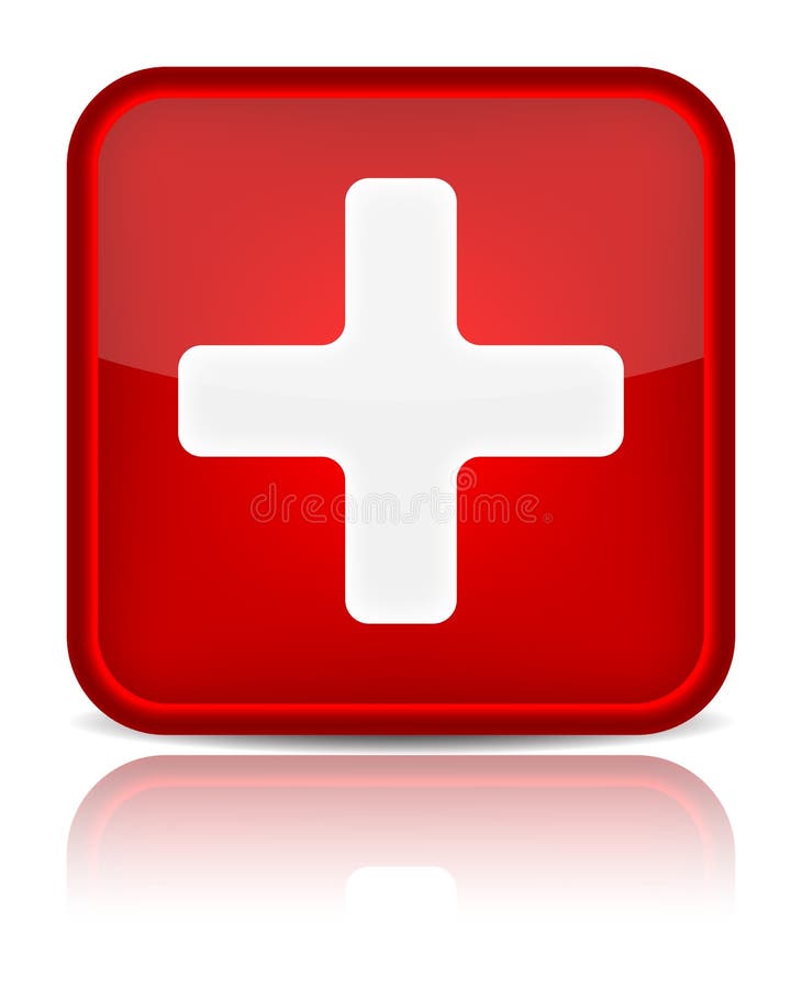 Sinal médico da tecla dos primeiros socorros com isolador da reflexão ilustração royalty free Sinal médico da tecla dos primeiros socorros com isolador da reflexão ilustração royalty free