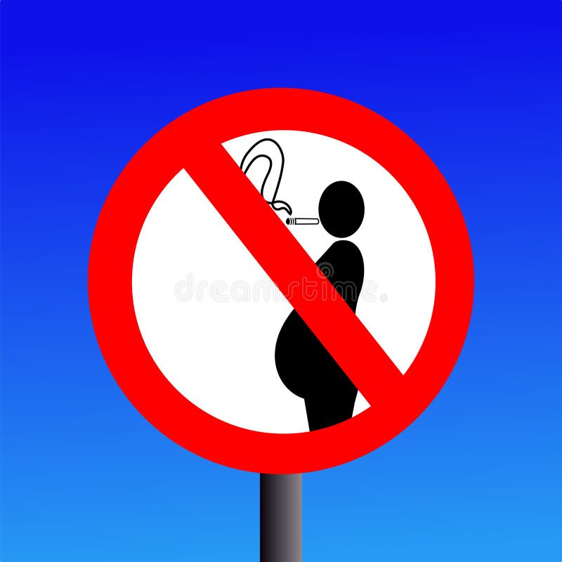 No smoking during pregnancy sign on blue illustration. No smoking during pregnancy sign on blue illustration