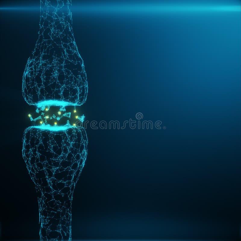 Sinapsi d'ardore blu Neurone artificiale nel concetto di intelligenza artificiale Linee di trasmissione sinaptiche di impulsi illustrazione di stock Sinapsi d'ardore blu Neurone artificiale nel concetto di intelligenza artificiale Linee di trasmissione sinaptiche di impulsi illustrazione di stock
