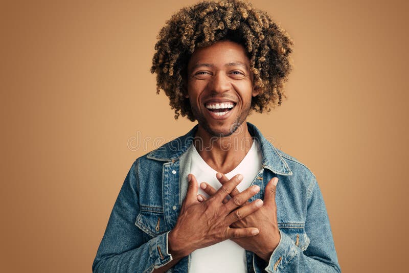 Sincere Black Man Touching Chest Stock Photo - Image Of Personality, Love:  253973934