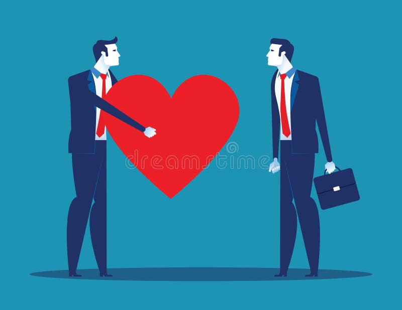 sincerity Executivos que d?o o cora??o para o s?cio Ilustra??o do vetor do neg?cio do conceito ilustração do vetor sincerity Executivos que d?o o cora??o para o s?cio Ilustra??o do vetor do neg?cio do conceito ilustração do vetor