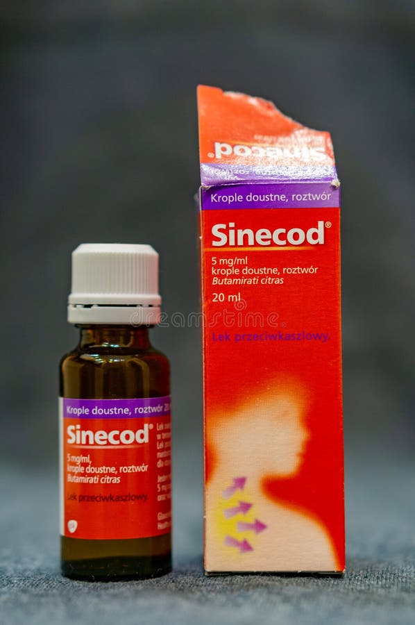 Sinecod Coughing Syrup Drops in a Box Editorial Stock Photo Image of