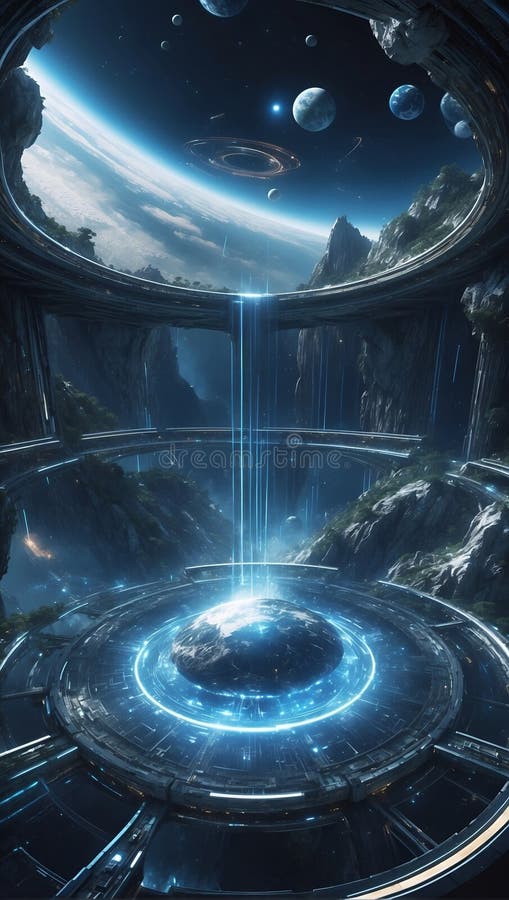 Sinfonia di dati futuristici : quantumquoziente scomposto. generazione di aiuti illustrazione di stock