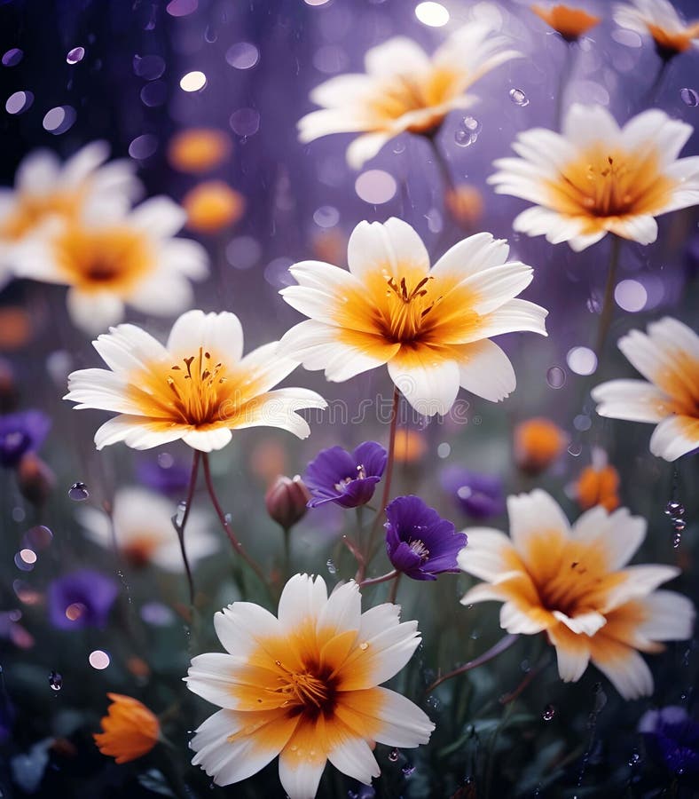 Sinfonía de los colores que florecen. Composición floral vibrante en la que los pétalos riegan como agua mezclando las puras profundas naranjas de fierro y blancos luminosos en un movimiento armonioso.