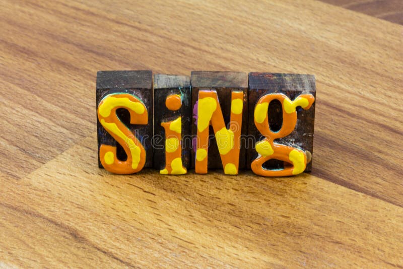 Sing music happy song Karaoke singer musical entertainment typography. Sing sheet music a happy song of karaoke singer and musical entertainment.  Enjoy fun
