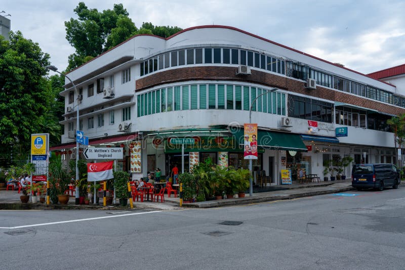 The Streamline Moderne style architecture of Tiong Bahru stock image