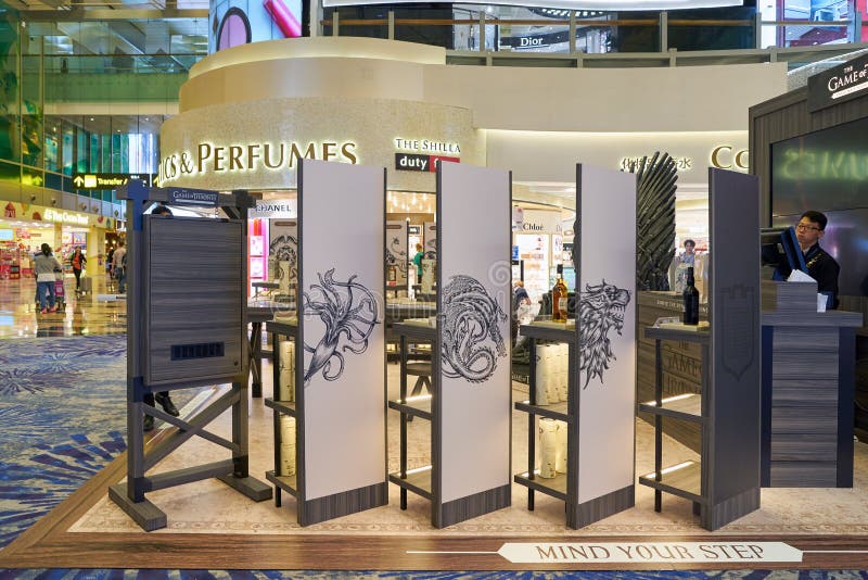 Game Of Thrones whiskies on display at Changi Airport