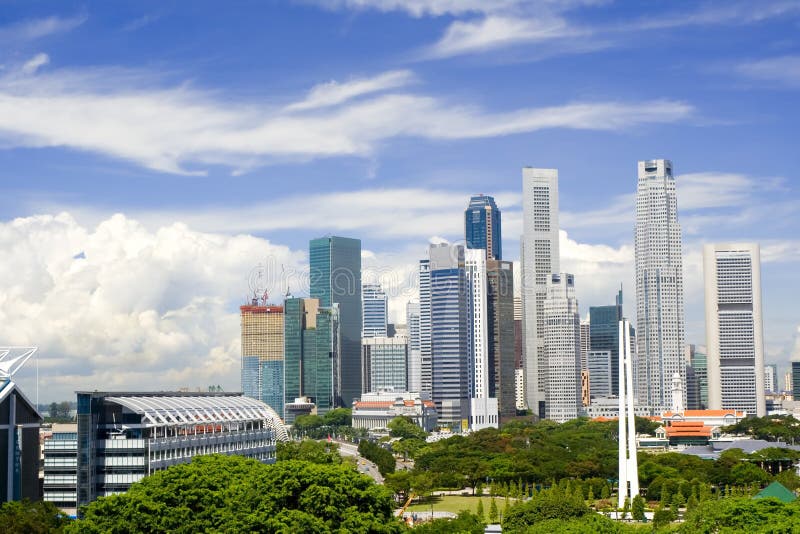 Panoráma mesta Singapore zobrazovanie finančnej štvrti.