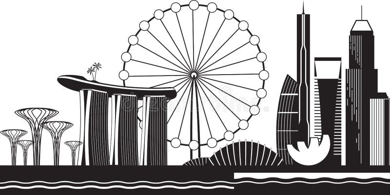 Singapore cityscape vid dag stock illustrationer Singapore cityscape vid dag stock illustrationer
