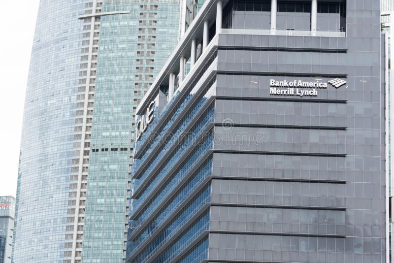 Singapore - December 9, 2017: Een mening van de Bank van Amerika Mer royalty-vrije stock foto Singapore - December 9, 2017: Een mening van de Bank van Amerika Mer royalty-vrije stock foto