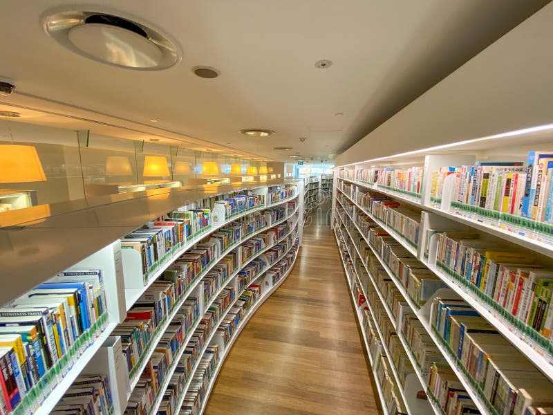 Singapore December 31, 2019 Modern Interior of the Library Orchard