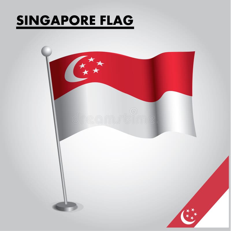 SINGAPORE flagganationsflagga av SINGAPORE på en pol royaltyfri illustrationer SINGAPORE flagganationsflagga av SINGAPORE på en pol royaltyfri illustrationer