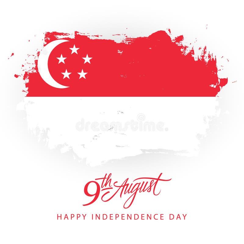 Singapore Happy National Day Vector Banner Greeting Card Stock Vector