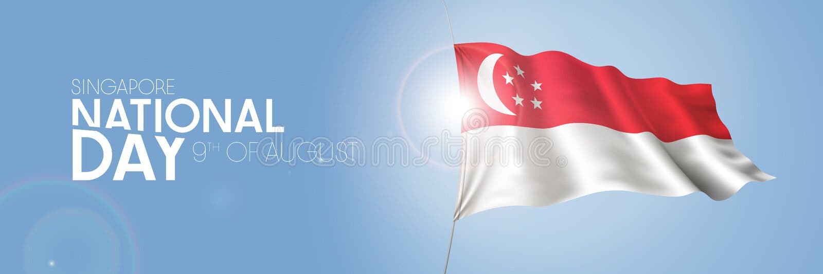 Singapore Happy National Day Greeting Card Banner Vector Illustration