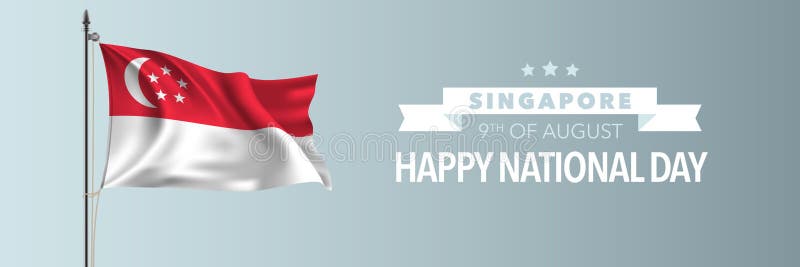 Singapore Happy National Day Greeting Card Banner Vector Illustration