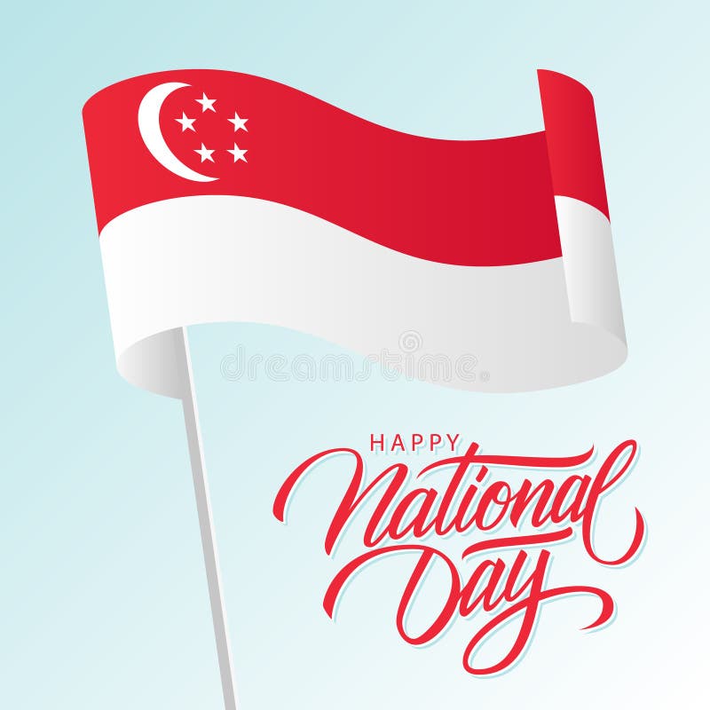 Singapore Happy National Day Vector Banner Greeting Card Stock Vector